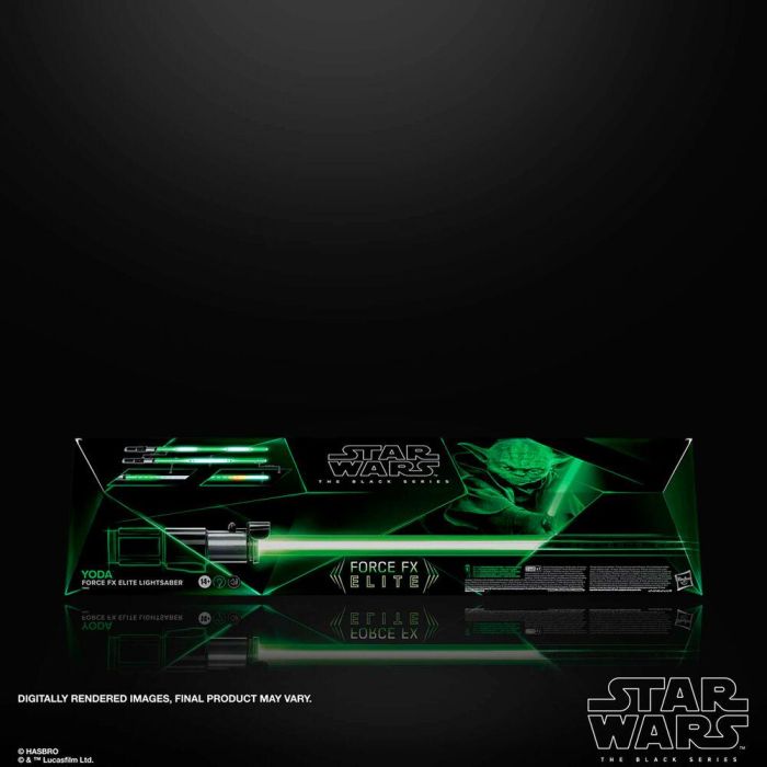 Hasbro Star Wars The Black Series Sable Luz Force FX Elite de Yoda con luces LED, efectos de sonido y base incluida 12