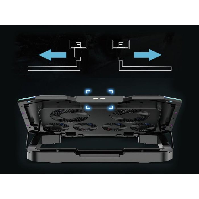 Conceptronic Thyia01B Base Refrigeración Portátil Gaming RGB 6 Ventiladores Ajustable hasta 17" Gris 4