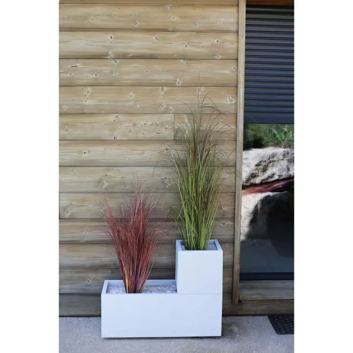 Eda Jardinera de Plástico Graphit Up - 57 L - Dimensiones 79.5 x 29.5 x 29.5 cm - Ceruse Blanco 1