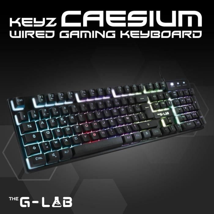 The G-Lab KEYZ-CAESIUM/FR Teclado para juegos Membrana RGB, Diseño FR, 12 atajos, 19 teclas anti-ghosting 5