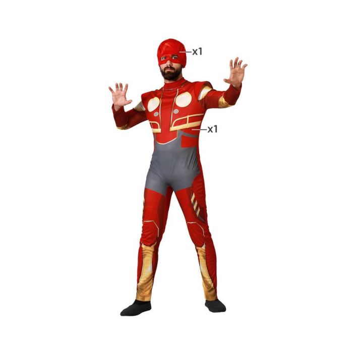 Disfraz de Superhéroe Rojo para Hombre Adulto Talla XL, ideal para Carnaval o fiestas temáticas, incluye Máscara y Mono Completo Disfraz de Superhéroe Rojo para Hombre Adulto Talla XL, ideal para Carnaval o fiestas temáticas, incluye Máscara y Mono Completo