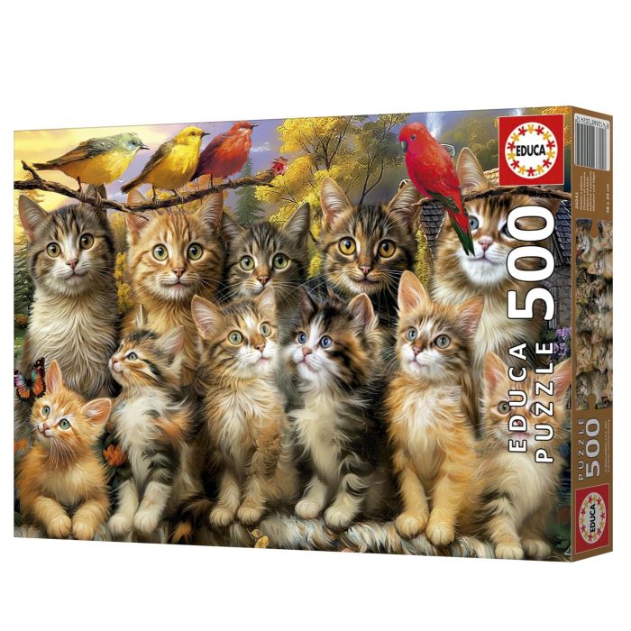 Educa EDU1747456935666 Puzzle Gatitos y Pájaros 500 piezas 2