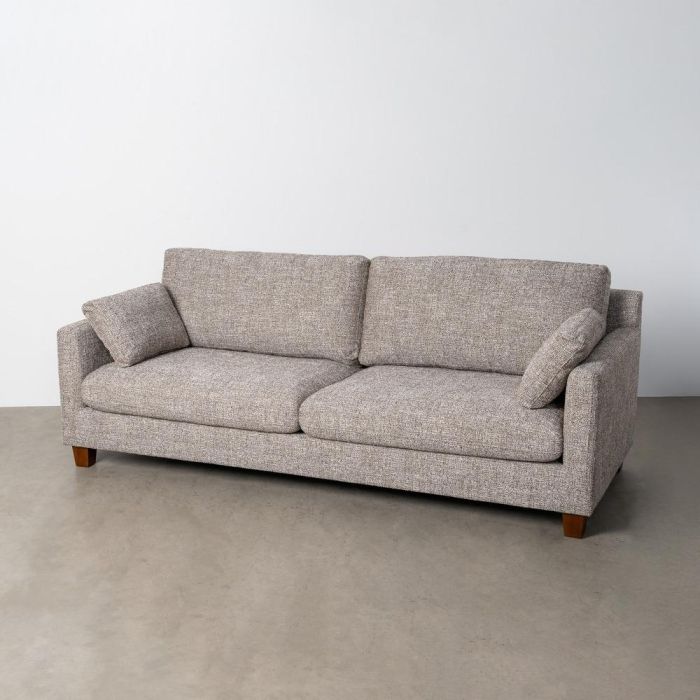 Sofá 3 Plazas Gris Oscuro Tejido-Madera 221 X 90 X 87 cm