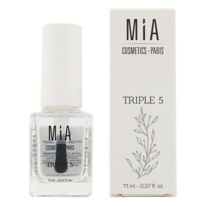 Mia Cosmetics Paris TRIPLE 5 Tratamiento Uñas Fortalecedor Reestructurante con Vitaminas y Extractos Vegetales para Uñas Debilitadas 11 ml