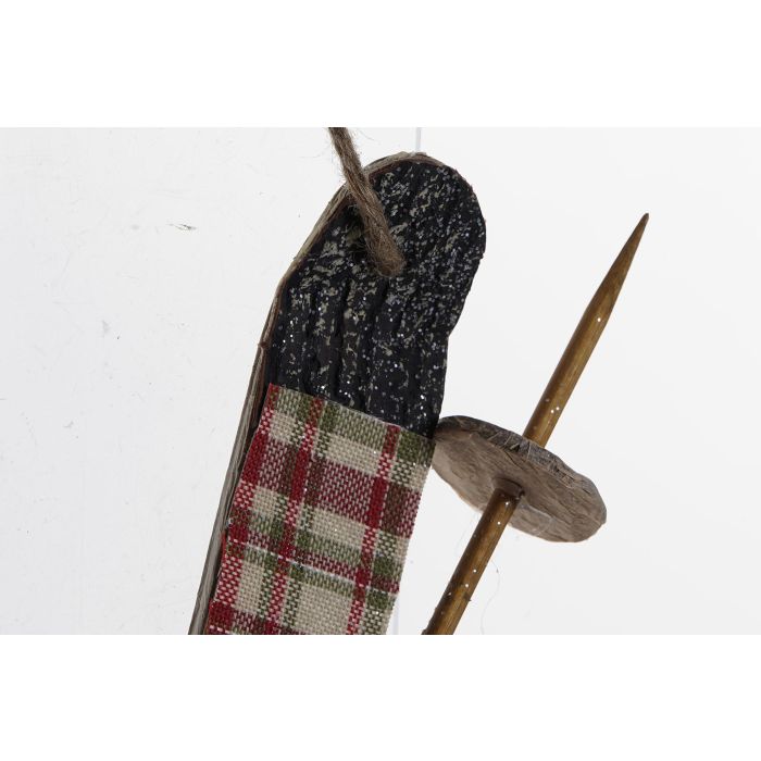 DKD Home Decor Decoración Colgante Navidad Alpina Esquís Rojos de MDF y Poliéster, 6 Unidades, 6x46x30 cm 2