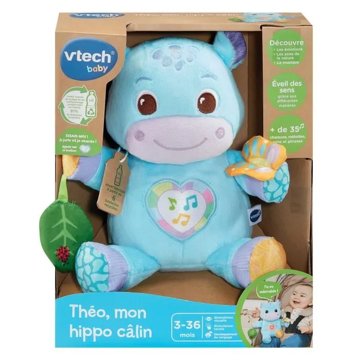 Vtech Baby THÉO, Mi Hipopótamo de Peluche (Botellas de Plástico Recicladas) VTE3417765777059 3