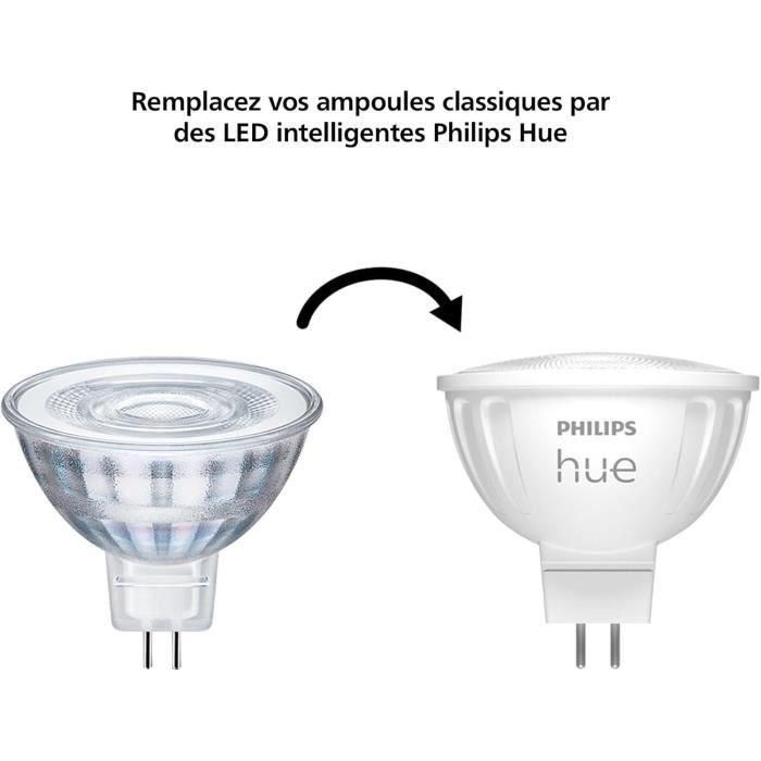 Bombilla conectada - PHILIPS HUE - MR16 - Luz blanca y de colores - Compatible con Bluetooth - Pack de 2 - Funciona con app y voz 2 Bombilla conectada - PHILIPS HUE - MR16 - Luz blanca y de colores - Compatible con Bluetooth - Pack de 2 - Funciona con app y voz 2