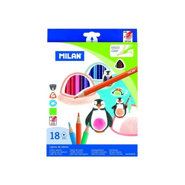 Lapices De Colores Milan Ergo Grip Triangulares Estuche De 18