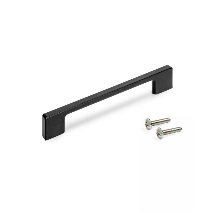 Emuca Lote de 5 tiradores para mueble Paiporta, L160mm, intereje 128mm, Zamak, Pintado negro 4 Emuca Lote de 5 tiradores para mueble Paiporta, L160mm, intereje 128mm, Zamak, Pintado negro 4