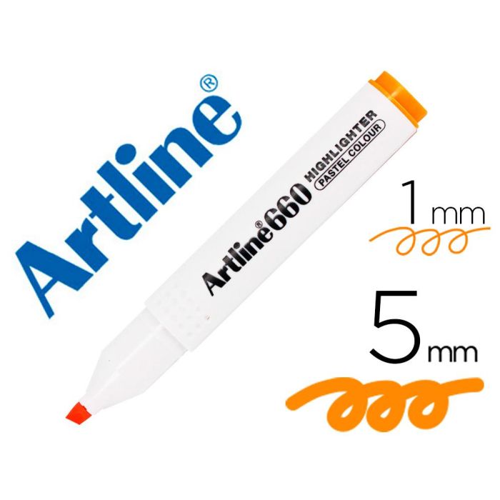 Rotulador Artline Fluorescente Ek-660 Naranja Pastel Punta Biselada 12 unidades