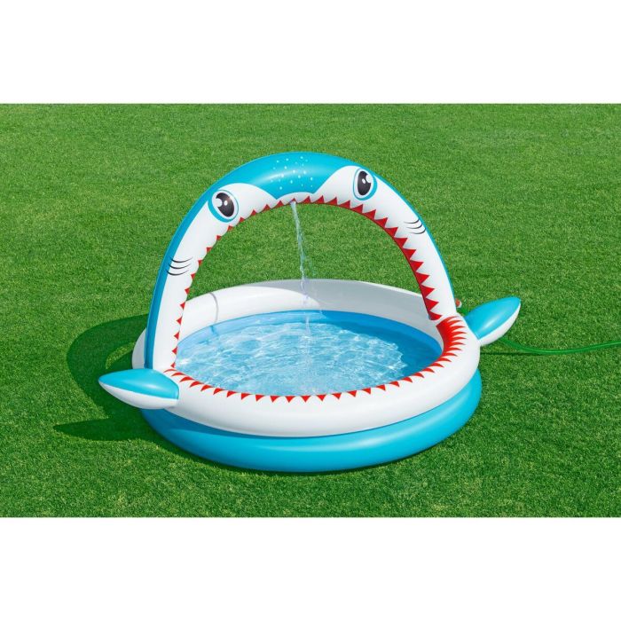 Bestway Piscina Hinchable Infantil 2 Aros Tiburon Aspersor 163x127x92 cm +2 Años Jardin 53157 15