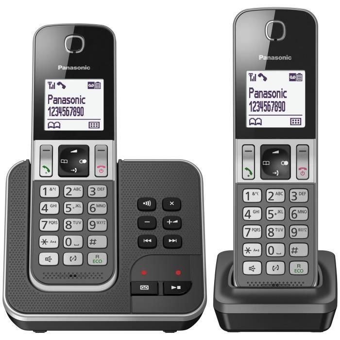 Panasonic KX-TGD322FRG Teléfono Inalámbrico Duo con Contestador Automático, Directorio 120 Nombres, Teclado Iluminado, 30 Min Grabación, Negro Panasonic KX-TGD322FRG Teléfono Inalámbrico Duo con Contestador Automático, Directorio 120 Nombres, Teclado Iluminado, 30 Min Grabación, Negro