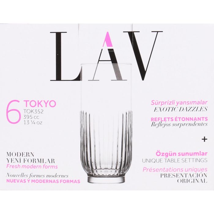 Lav Set 6 Vasos Tokyo 395 cc - Colección Tokyo, Ø6.5x15 cm (8 Cajas) 1