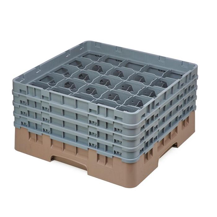 CAMBRO - 25S800-184 - Cesta de lavado 25 comp. 4 alturas - 8,7 cm Ø máx. - alt. máx. 21,7 cm - 50 x 50 x 26,7 cm - Beige