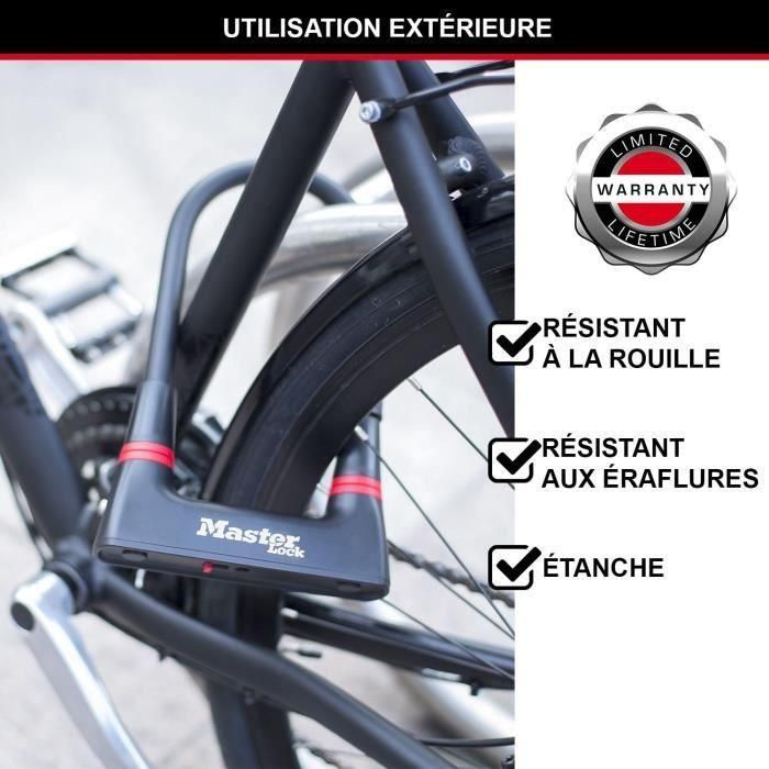 Candado para bicicleta en U - MASTER LOCK - 8279EURDPRO - Acero cementado, llave, certificado 2