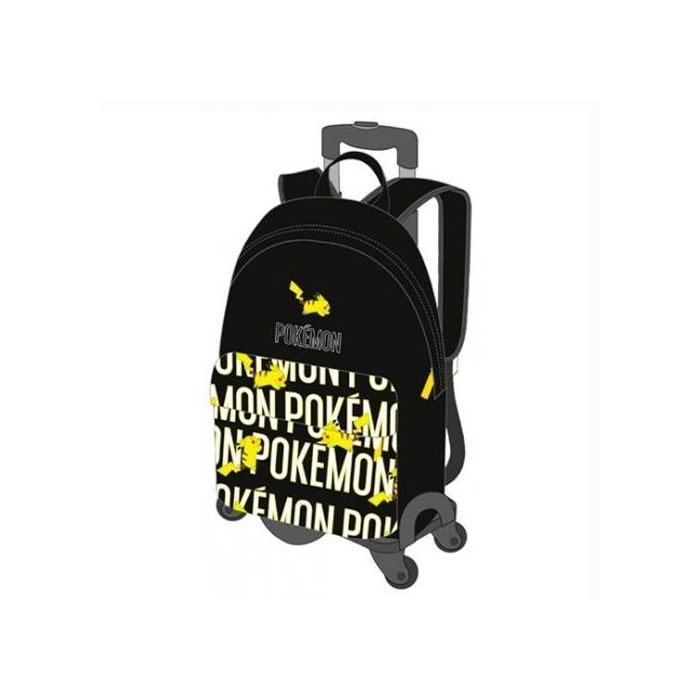 Toybags Mochila Pokemon Pikachu Adaptable Con Trolley De 4 Ruedas Multidireccionales Doble Compartimento