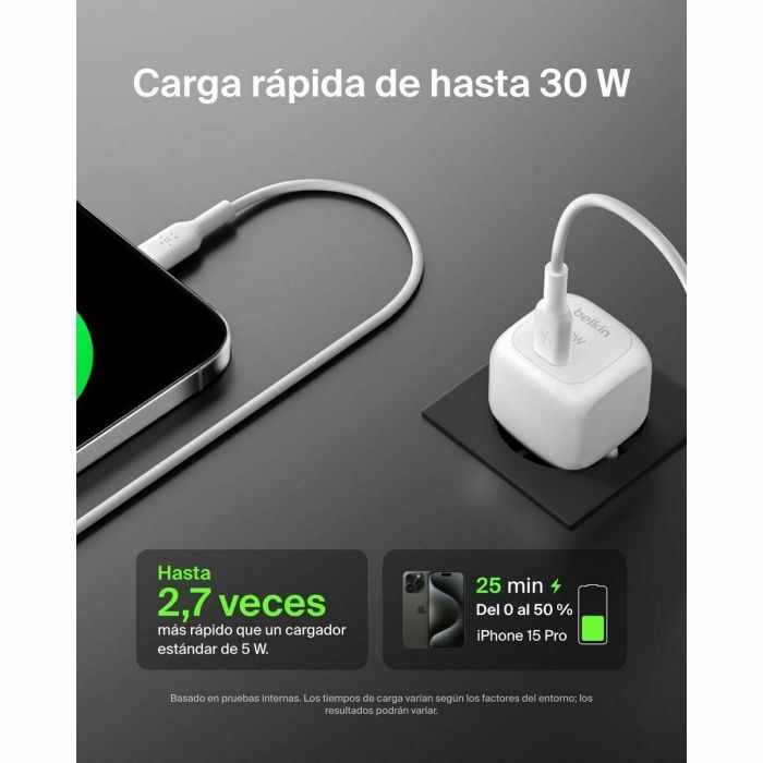 Cable Lightning Belkin WCA008KQWH Blanco 30 W Cable Lightning Belkin WCA008KQWH Blanco 30 W