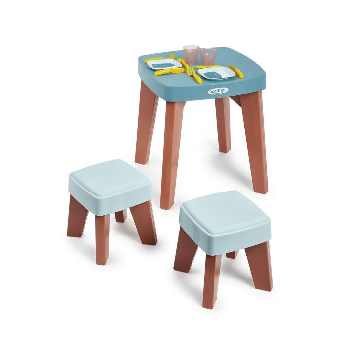 Ecoiffier Mesa de Comedor Infantil con 2 Taburetes, Juego de 13 Piezas, Vert Azur Eco-responsable para +18 meses 2 Ecoiffier Mesa de Comedor Infantil con 2 Taburetes, Juego de 13 Piezas, Vert Azur Eco-responsable para +18 meses 2