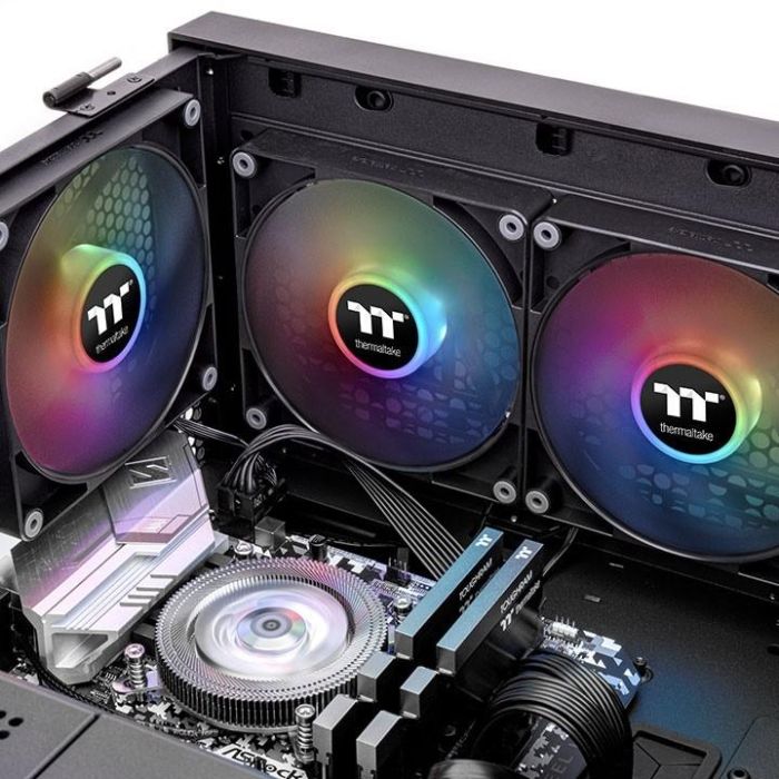 Thermaltake CT140 ARGB Sync Ventilador de Torre PC, Iluminación ARGB Sincronizable, Rodamiento Hidráulico, Negro, 2 Unidades 3