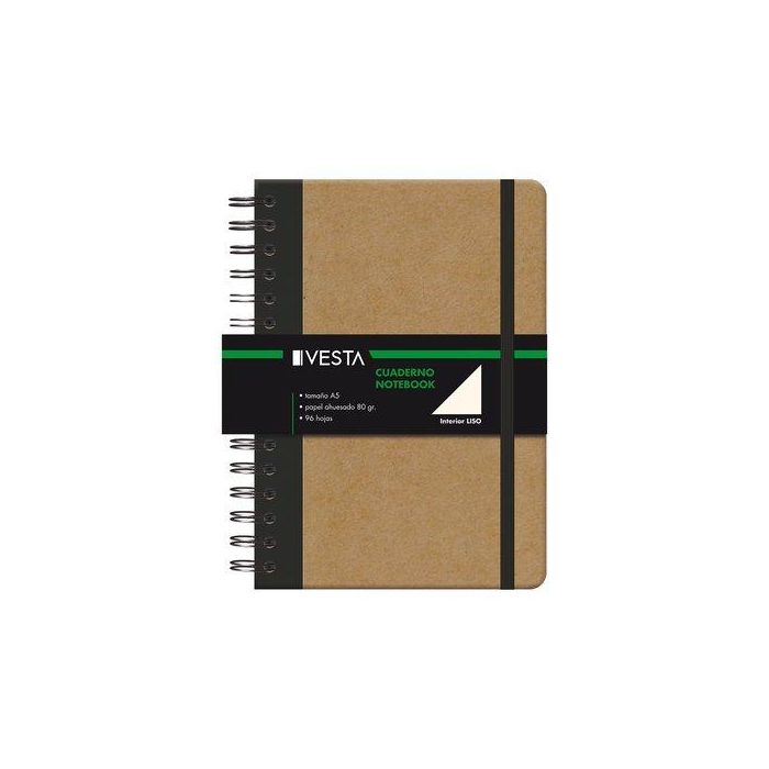 Bloc Vesta Nature Wire-O A5 96H 80Gr. Liso Con Goma