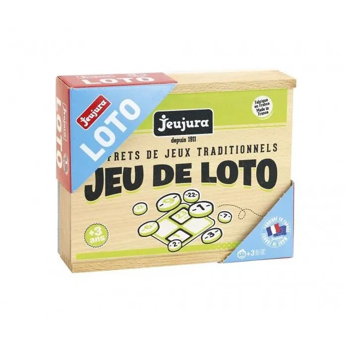JEUJURA Loto Game Juego de Mesa de Azar Caja de Madera con Cartas y Peones 2