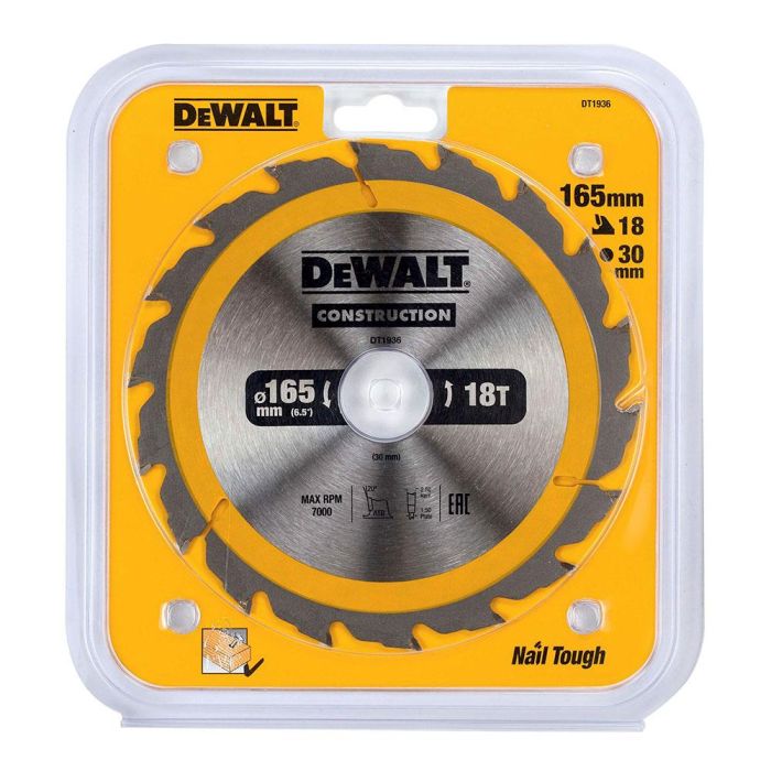 Dewalt Dt1936 - qz Disco de Corte Ø165x30mm 18T para Madera y Composites, Cortes Transversales y Longitudinales 1