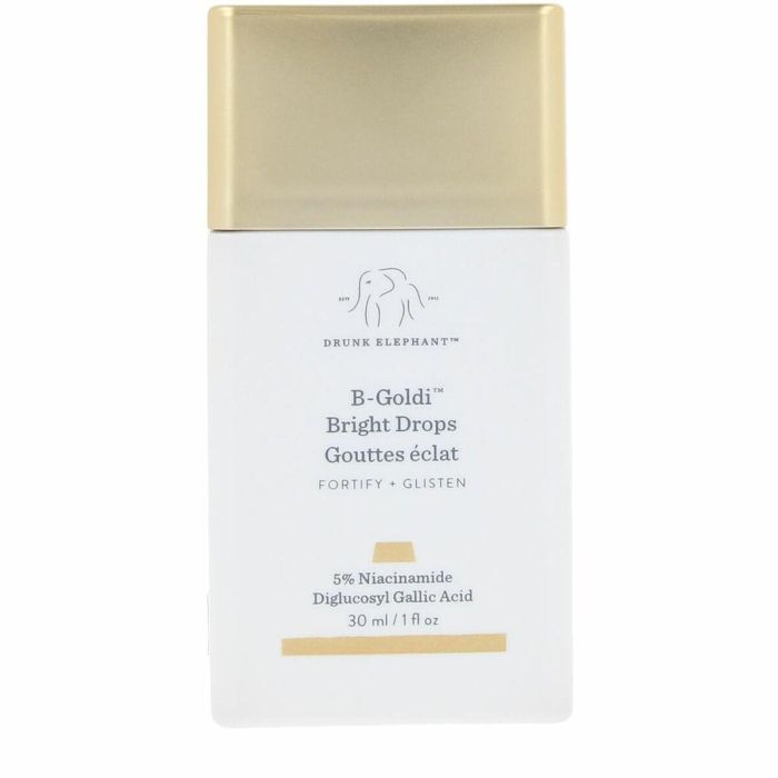 Drunk Elephant B-GOLDI BRIGHT DROPS Serum Iluminador Facial con 5% Niacinamida 30 ml para Tono Uniforme y Brillo Dorado