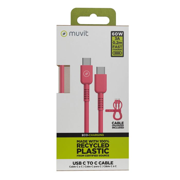 muvit for change cable Tipo C a Tipo C 3A/60W 0.2m magenta 1 muvit for change cable Tipo C a Tipo C 3A/60W 0.2m magenta 1