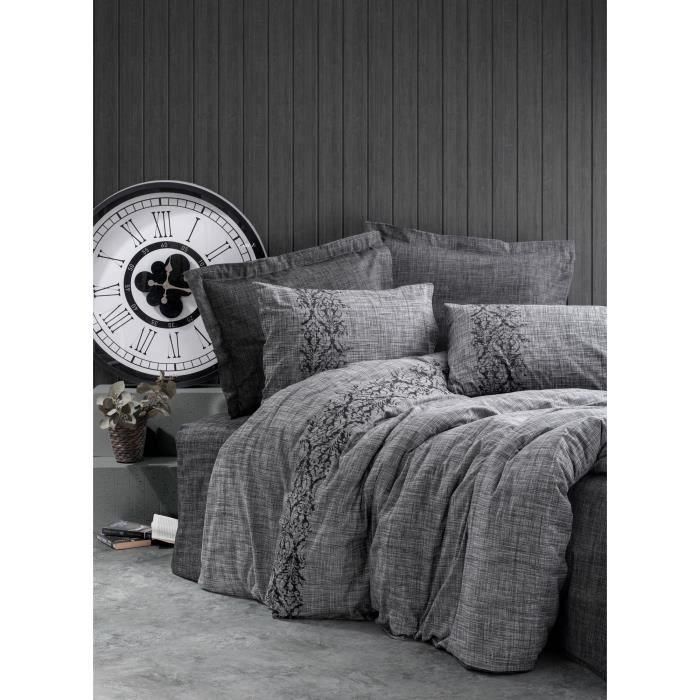 ASI8683743799718 Juego de Cama con 1 Funda Nórdica 220x240 cm y 2 Fundas Almohada 60x60 cm - 100% Algodón Gris ASI8683743799718 Juego de Cama con 1 Funda Nórdica 220x240 cm y 2 Fundas Almohada 60x60 cm - 100% Algodón Gris