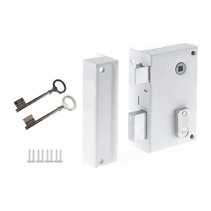 Yale YAV37G Cerradura de Aplique Seguidor Vertical Izquierdo Blanca - 2 Llaves Incluidas