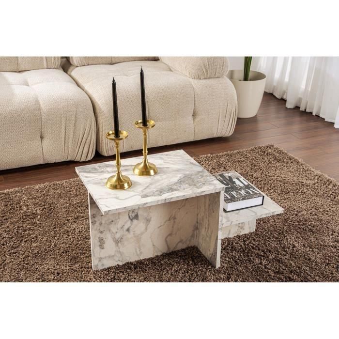 Mesa de centro HARMONY CAL1730423362297 Rectangular Efecto mármol fresia - 80 x 40 x 40 cm 1