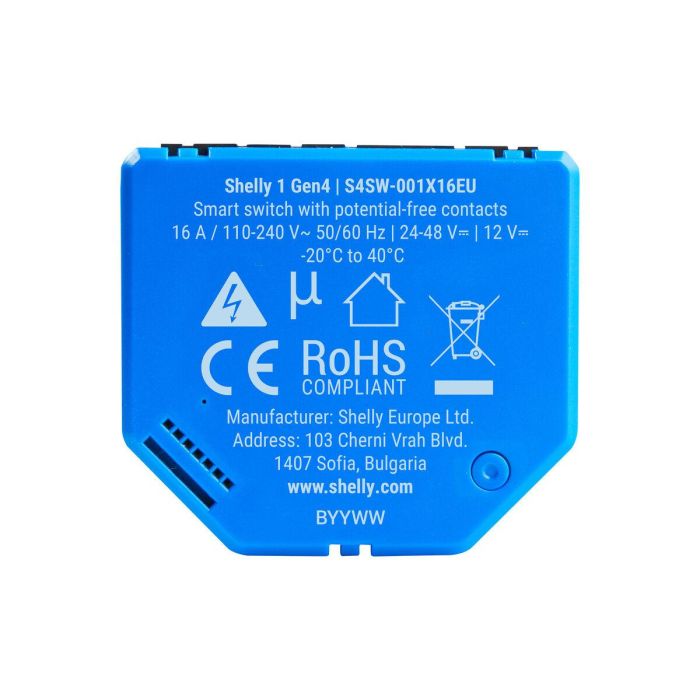 Shelly 1 Gen4 Relais Inteligente 1 Canal 16A WLAN Matter Zigbee Bluetooth 8