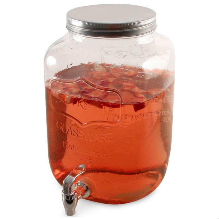 Home Deco Factory Dispensador Bebida 8 L Colección Essentiel Cristal con Grifo Tapa Metal 3