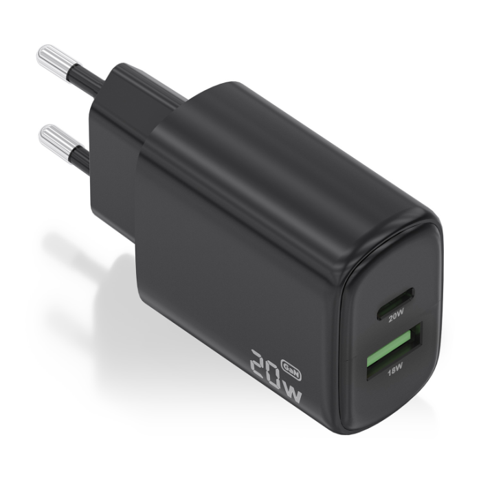 Cargador de Pared GaN Aisens A110-0910/ 1xUSB Tipo-C/ 1xUSB/ 20W/ Negro Cargador de Pared GaN Aisens A110-0910/ 1xUSB Tipo-C/ 1xUSB/ 20W/ Negro
