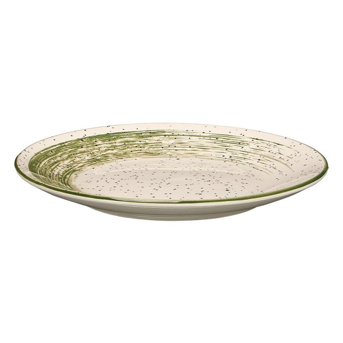Vessia Plato Postre Patinado Verde y Blanco de Cerámica Porcelana, 19.5 cm (Set de 36)