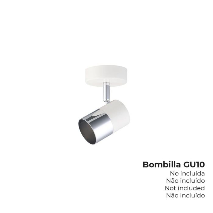 Edm Foco Techo Pared 1 Elemento Modelo Moon GU-10 Cromo Blanco Hueso 50W 220-240V IP20 Ø9x7.6x12.6cm (Bombilla No Incluida) 0 Edm Foco Techo Pared 1 Elemento Modelo Moon GU-10 Cromo Blanco Hueso 50W 220-240V IP20 Ø9x7.6x12.6cm (Bombilla No Incluida) 0