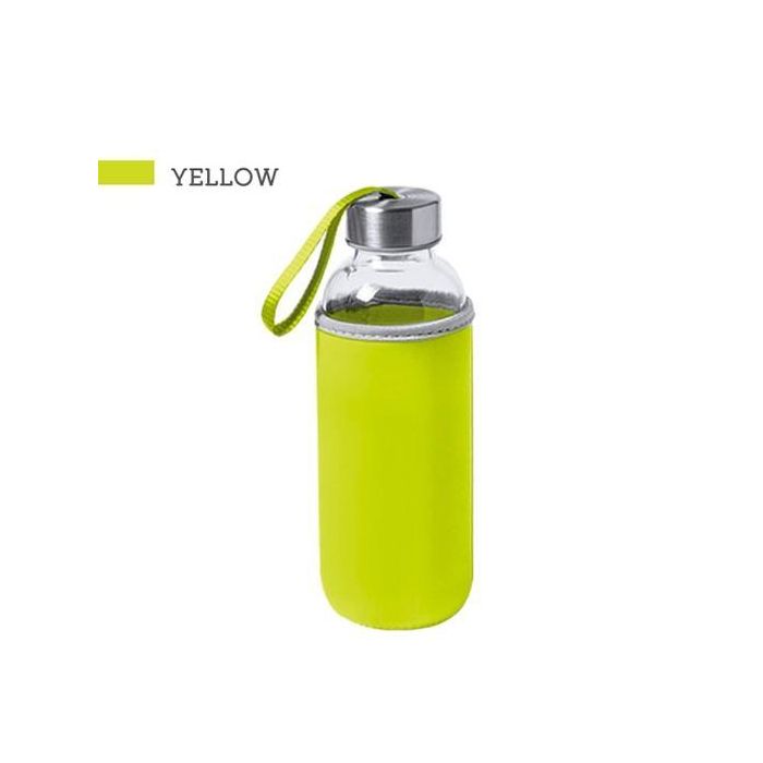 I-Drink Botella Borosilicato Isotérmica 500 mL A-Inoxidable Con Tapa Amarilla En Neopreno I-Drink Botella Borosilicato Isotérmica 500 mL A-Inoxidable Con Tapa Amarilla En Neopreno