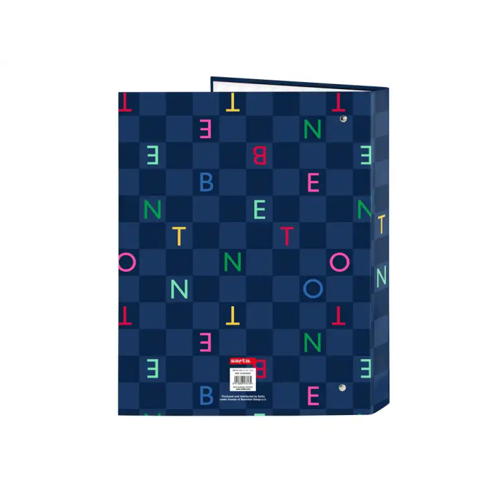 Carpeta de anillas Benetton Damero Azul marino A4 26.5 x 33 x 4 cm 1