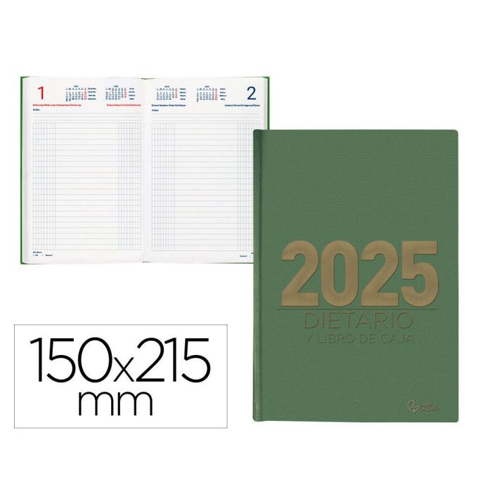 Dietario Liderpapel 2025 Cuarto 15x21,5 cm Color Verde Papel 70 gr