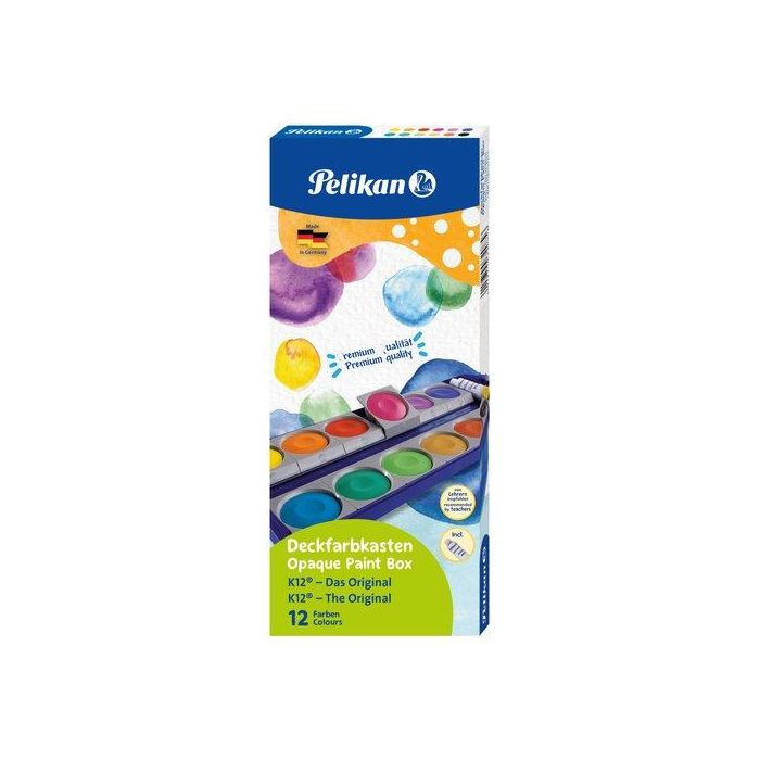 Acuarelas Pelikan 735 K/12 Cubriente Estuche De 12 + Tubo Tempera Blanca (720854)