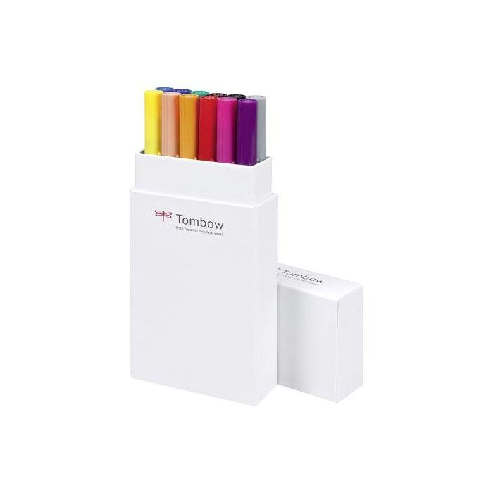 Rotulador Tombow Doble Punta Pincel Colores Primarios Estuche De 12