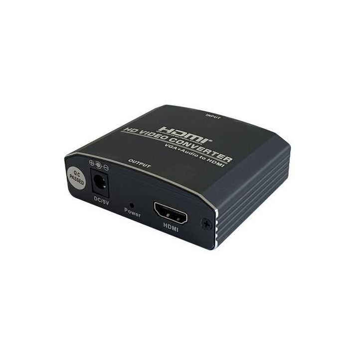 Aisens Conversor SVGA y Audio a HDMI Hembra Negro, Conector D-sub HDB15 Hembra y Jack 3.5 Hembra, Soporta hasta 1080P, Plug and Play