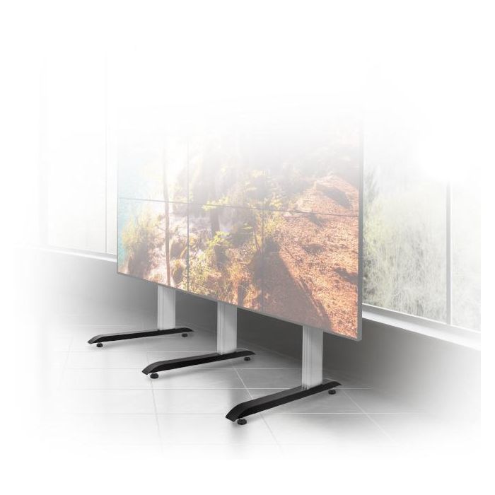 B-Tech BT8380-BASE Base de Suelo para Carros y Soportes de Pantalla, Sistema X, Estructura Robusta con Pies Niveladores, Negro