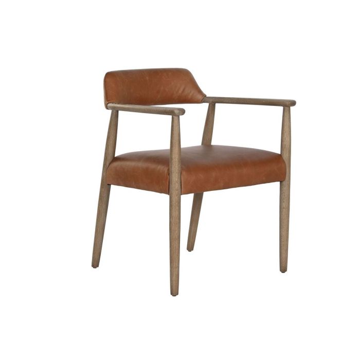 DKD Home Decor Top chairs 2c24 Sillón Horeca Urbano Fresno y Piel Marrón 57 x 74 x 59 cm (Altura asiento 46 cm)