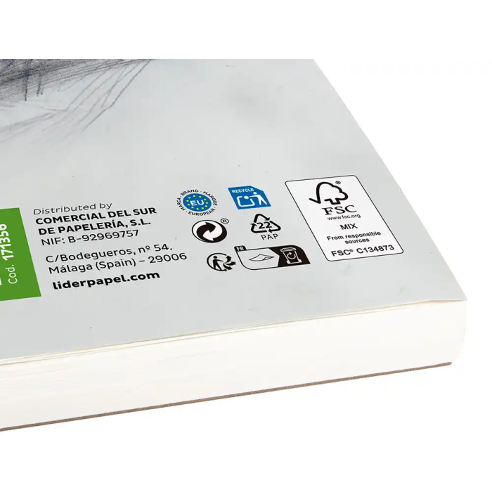 Liderpapel Bloc Dibujo Esbozos Espiral DIN A6 105x148mm 100 Hojas 90gr/m2 5