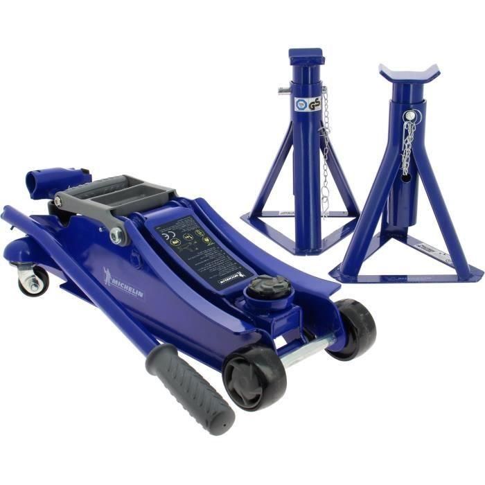 Gato hidráulico con ruedas - MICHELIN - 9558 - Capacidad de elevación: 1800 kg - Altura de elevación: 105 mm a 350 mm. Gato hidráulico con ruedas - MICHELIN - 9558 - Capacidad de elevación: 1800 kg - Altura de elevación: 105 mm a 350 mm.