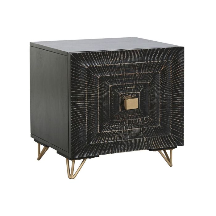 Mesita de Noche Home ESPRIT Negro Dorado 50 x 40 x 50 cm Mesita de Noche Home ESPRIT Negro Dorado 50 x 40 x 50 cm