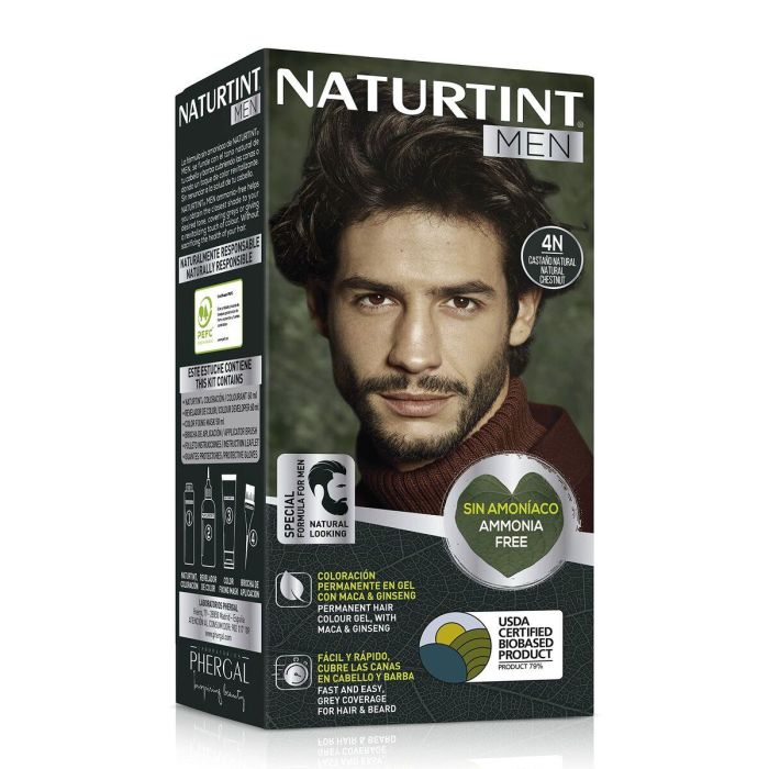 Naturtint #4N Castaño Natural Tinte Hombre Sin Amoniaco para Barba y Cabello Cobertura Canas 1 ud 8 Naturtint #4N Castaño Natural Tinte Hombre Sin Amoniaco para Barba y Cabello Cobertura Canas 1 ud 8