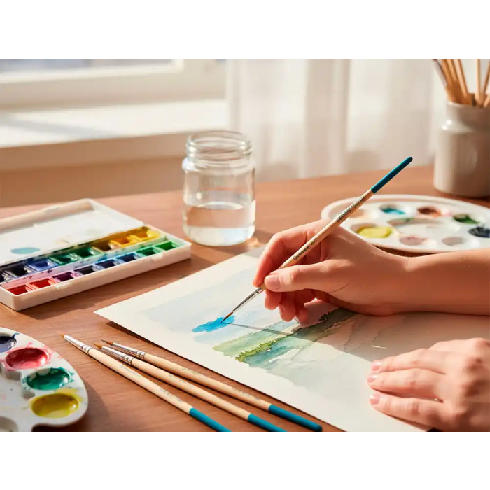 Liderpapel Nº 6 Pincel Punta Redonda Pelo Sintético para Acrílica y Acuarela Certificado FSC 4