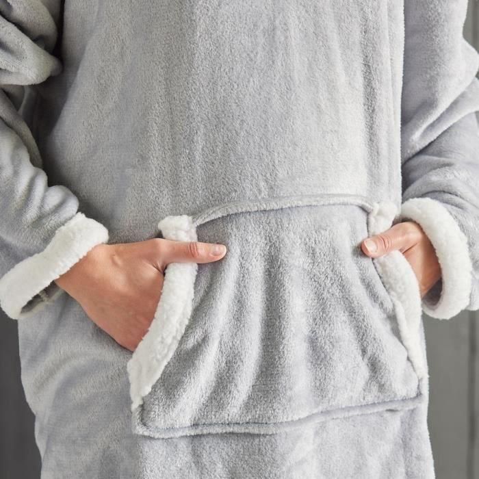 Today TOD3574641255510 Sudadera Polar a Cuadros Gris con Manga Larga y Bolsillo, 70 x 87 cm 2